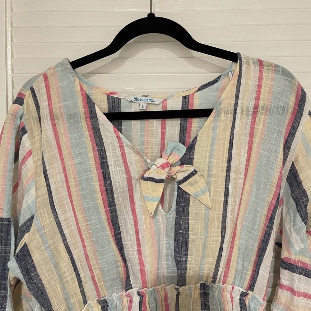 Blue Island large women’s beach dress. Linen